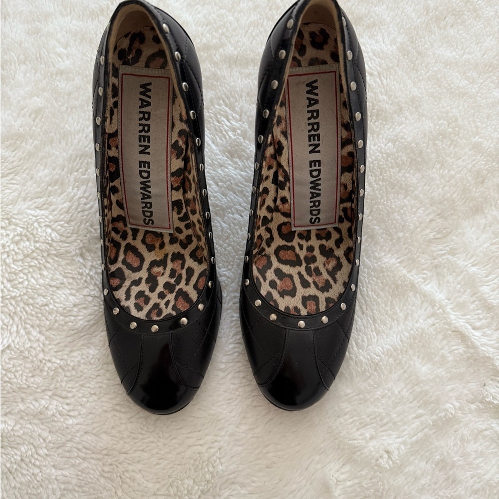 Warren Edwards Black Studded Women's Heels Size 7.5